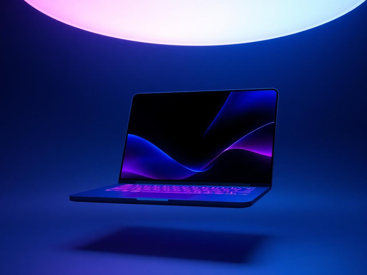 Modern laptop with gradient UI